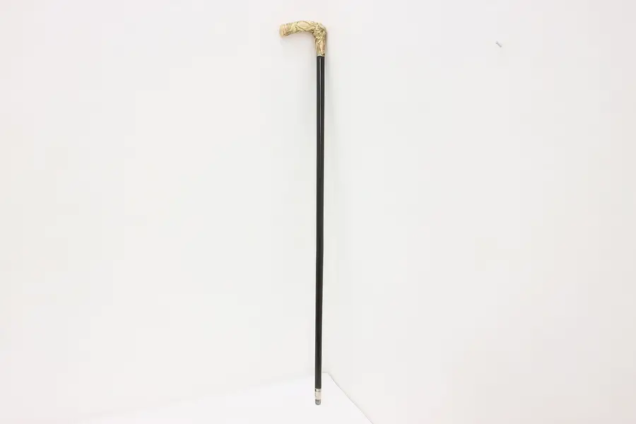Photo of Victorian Antique 1907 Gold Handle Cane or Walking Stick