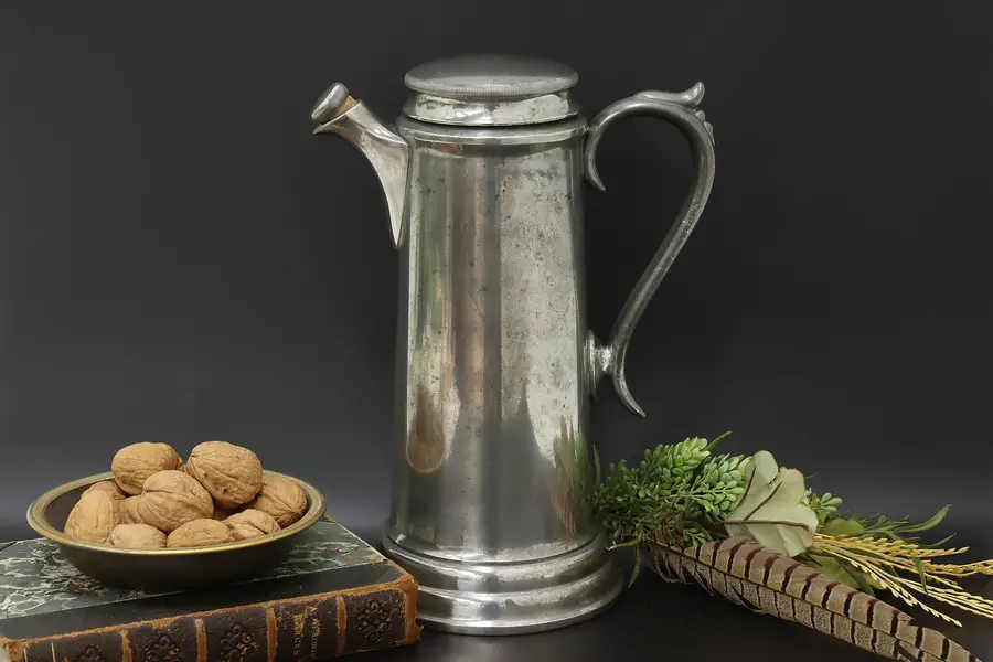 Photo of Farmhouse Antique Pewter Cocktail Shaker Pitcher Flagg Homan