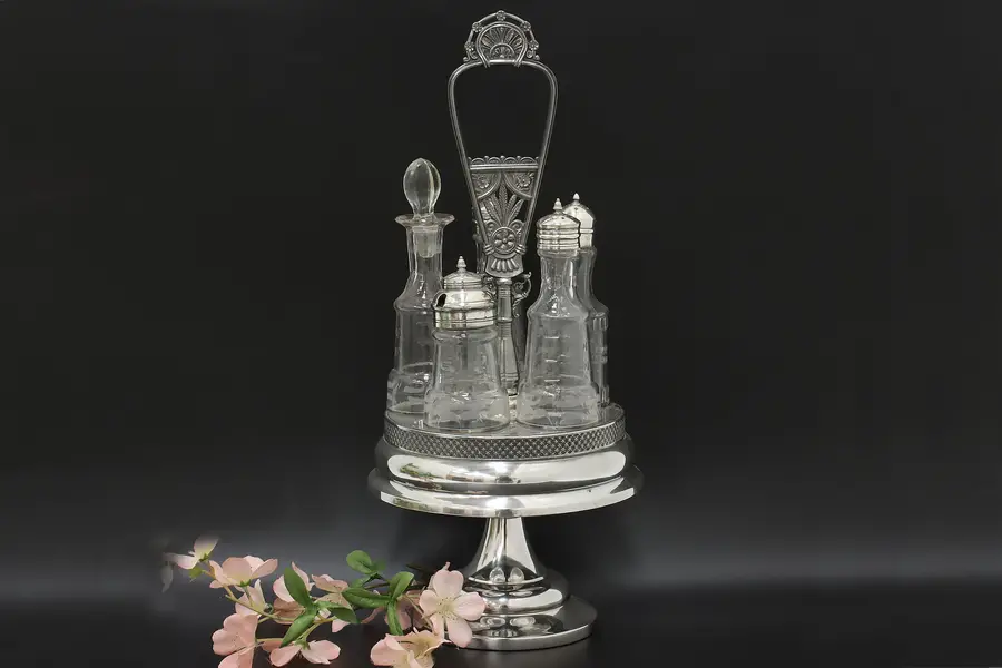 Photo of Victorian Antique Silverplate Cruet Condiment Set, Pairpoint