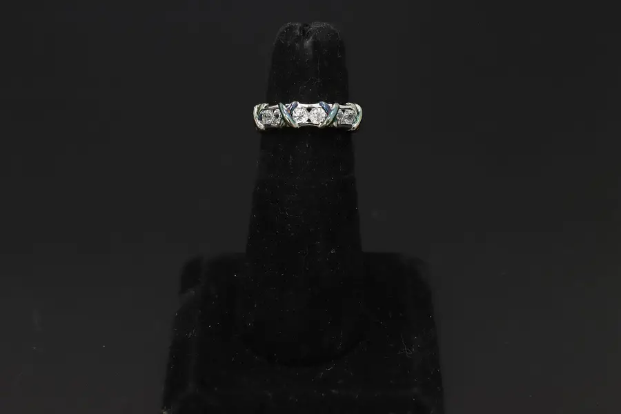 Photo of 925 Sterling Silver Three-Stone CZ Emerald Cut Band Ring