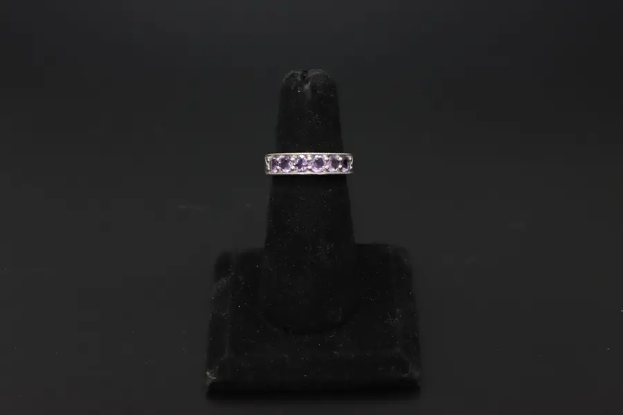 Photo of 925 Sterling Silver Lavender CZ Six Stone Eternity Ring