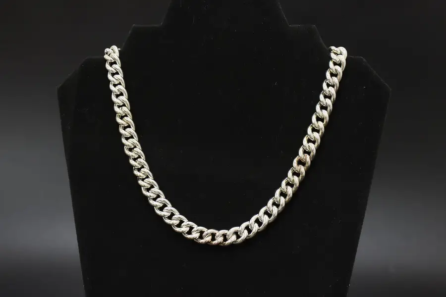 Photo of Italian Sterling Silver Heavy Double Curb Chain Necklace