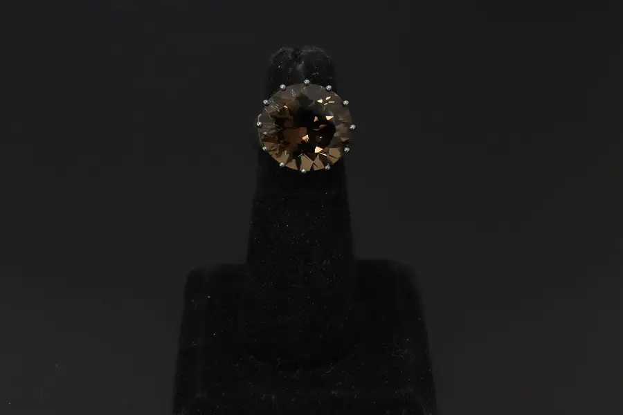 Photo of 925 Sterling Silver Oxidized Smoky Stone Cathedral Ring