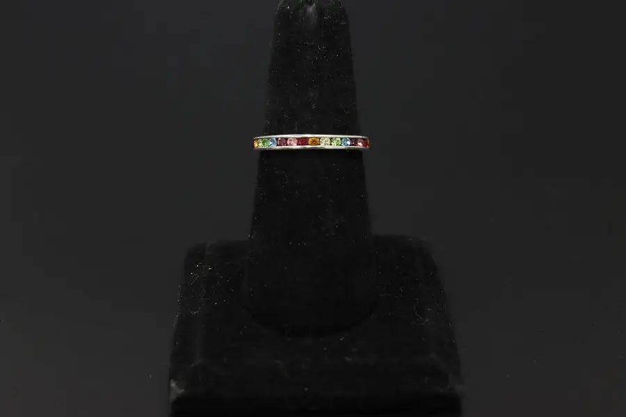 Photo of 925 Sterling Silver Rainbow Multi-Stone Eternity Band