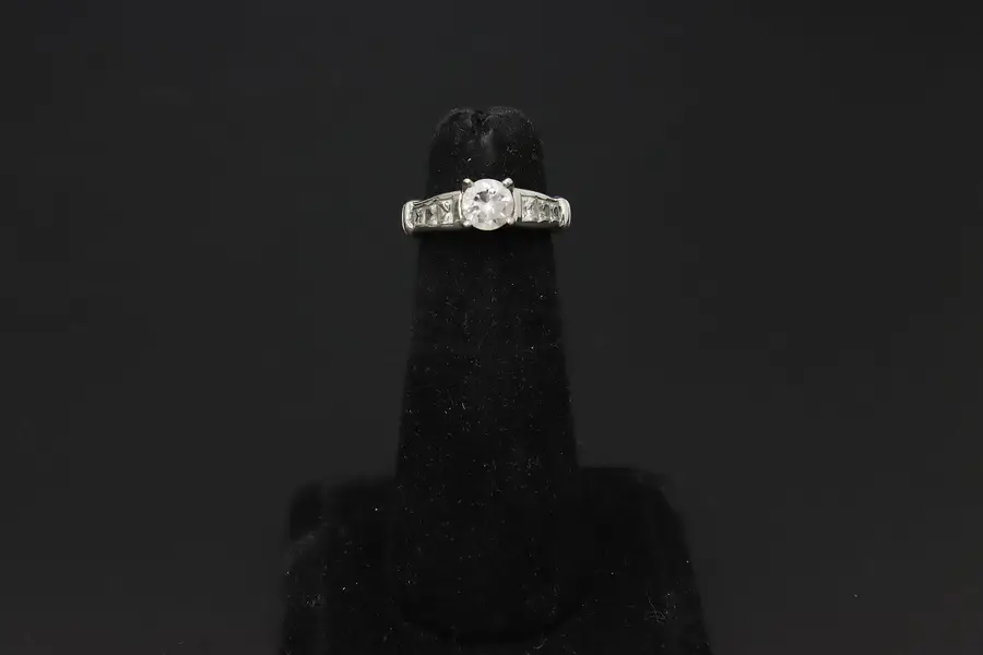 Photo of 925 Sterling Silver Round CZ Solitaire & Princess Band