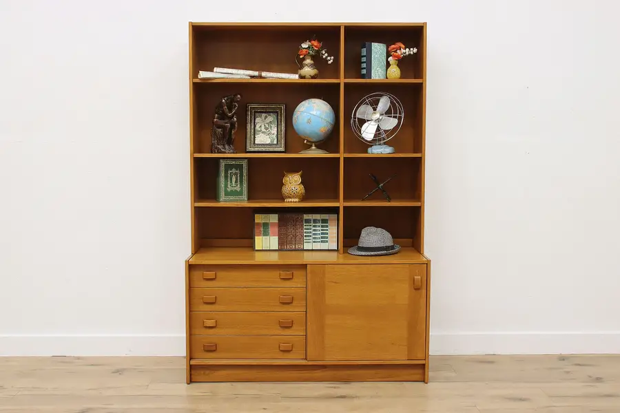 Photo of Midcentury Modern Vintage Teak Bookcase & Bar Cabinet Domino