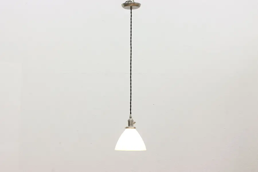 Photo of Traditional Vintage Milk Glass Shade Pendant Light Fixture