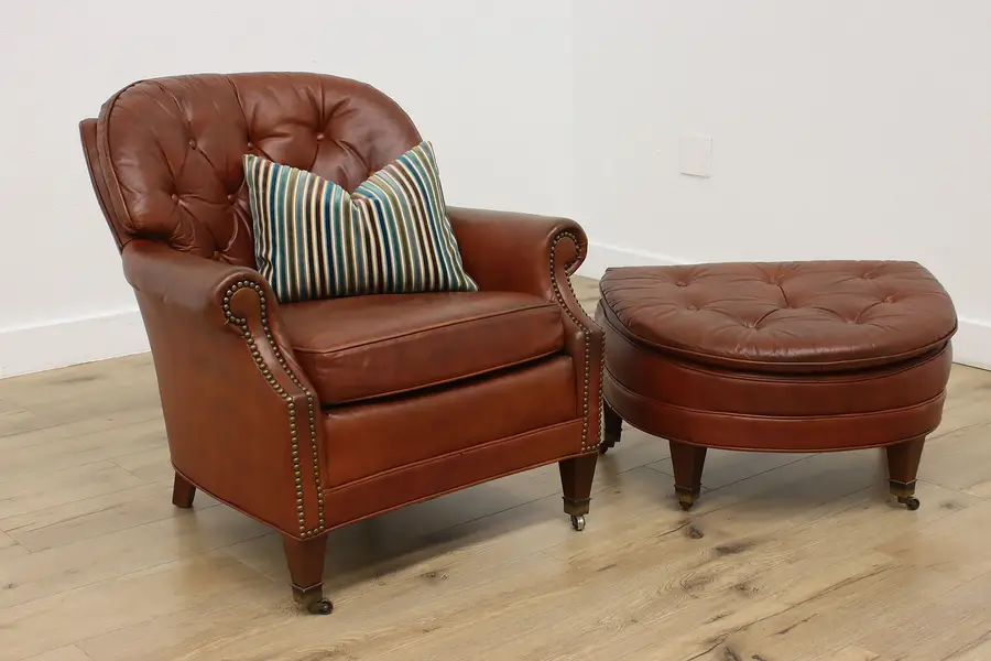 Photo of Georgian Vintage Leather Club Chair & Ottoman Leathercraft