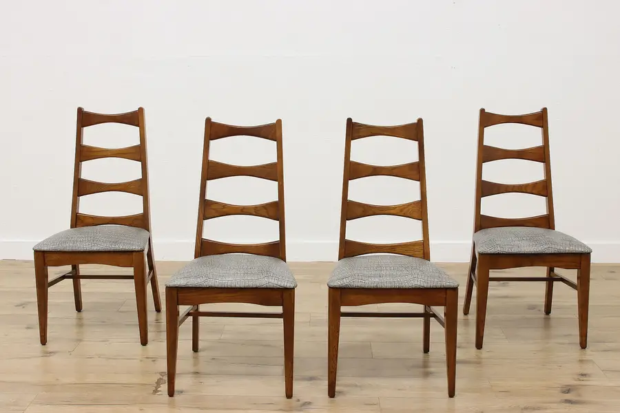 Photo of Set of 4 Midcentury Modern Vintage Chestnut Dining Chairs