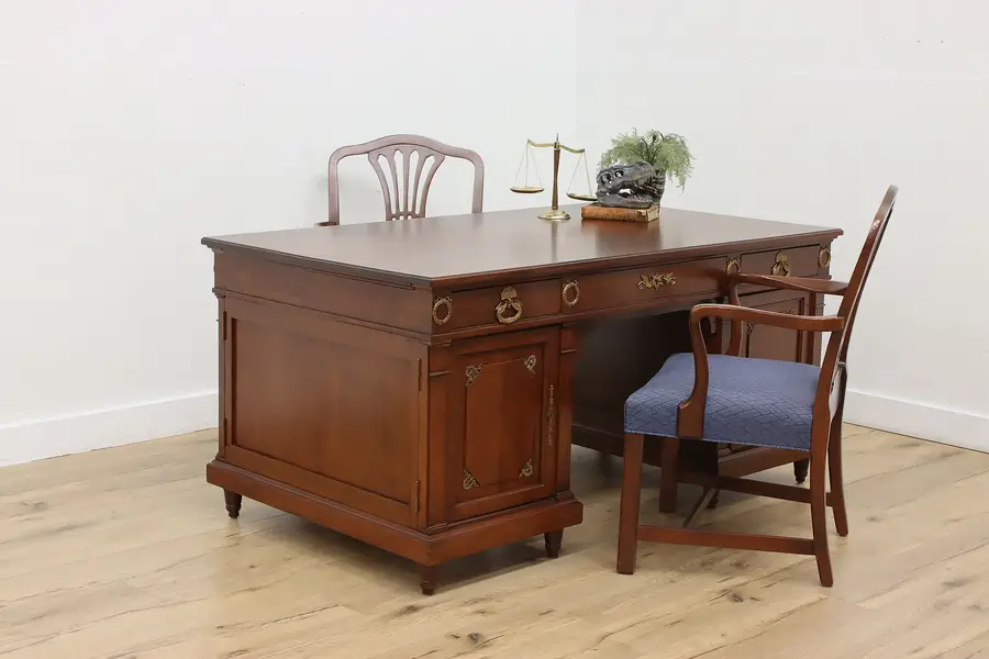 Photo of French Empire Design Antique Mahogany Partner Desk