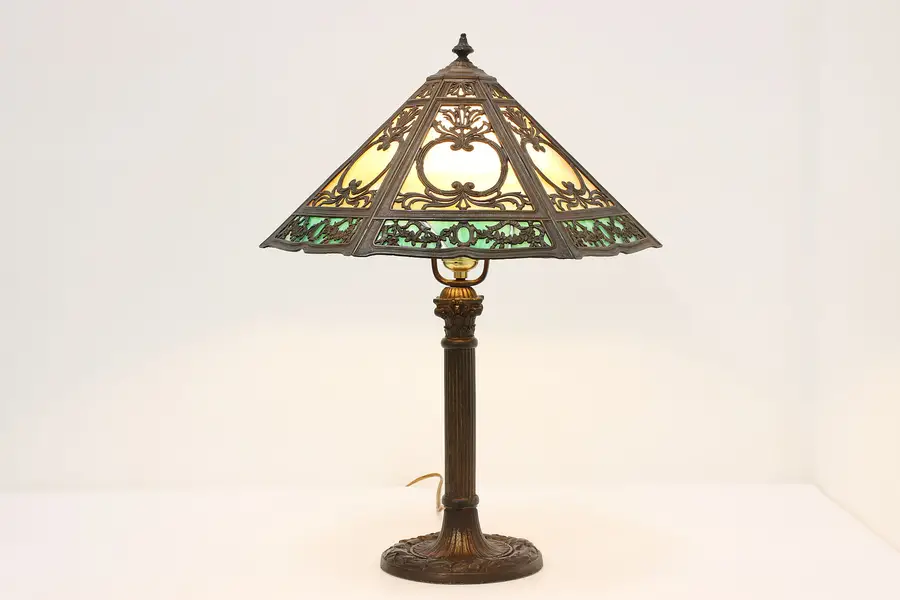 Photo of Traditional Antique Stained Glass Office Library Desk Lamp
