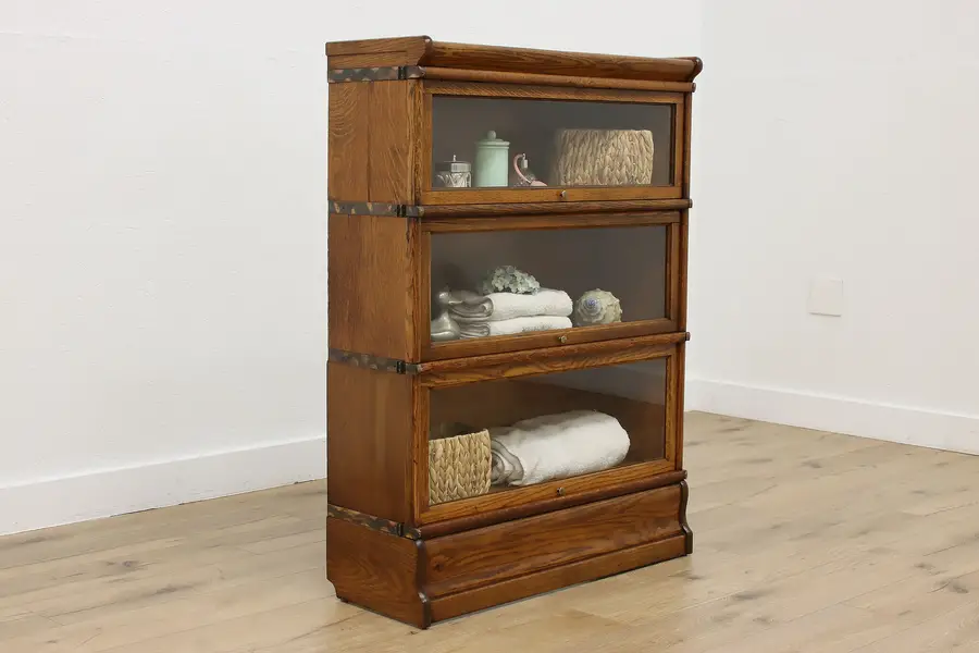Photo of Craftsman Antique Oak Stacking Bath Cabinet Display Macey