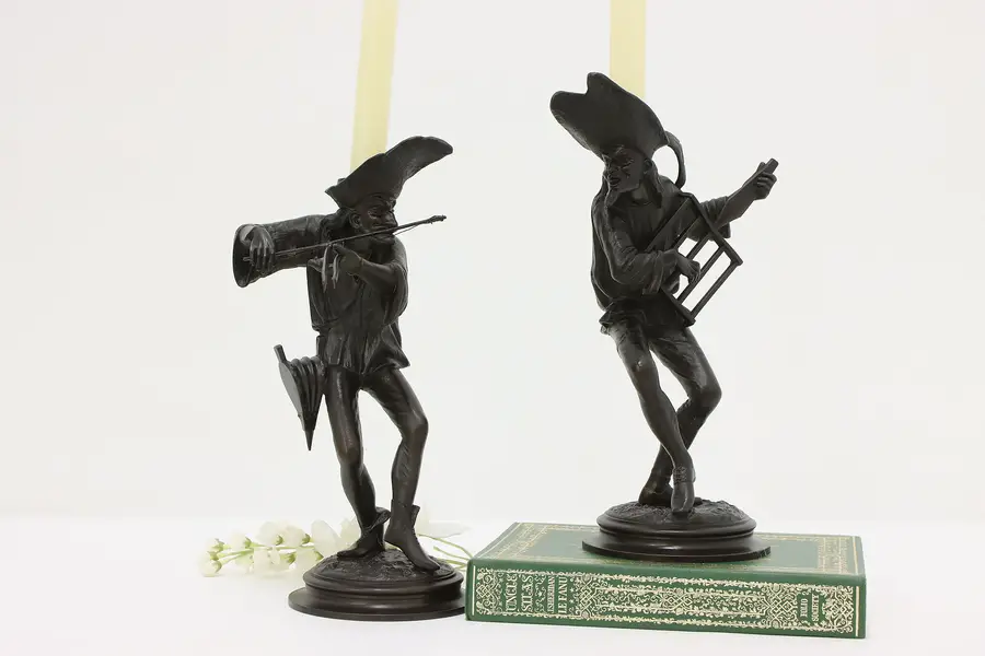 Photo of Pair of Renaissance Vintage Dancing Figure Candlesticks