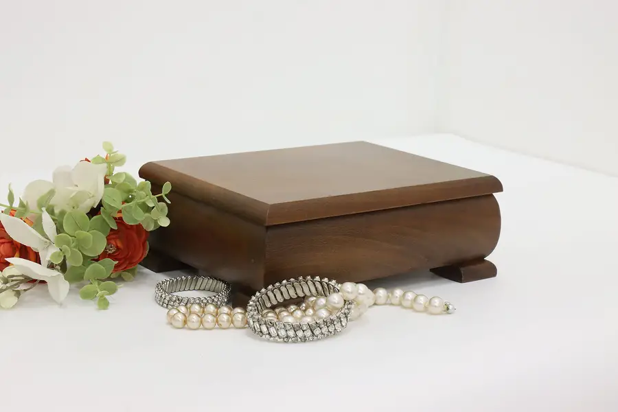 Photo of Swiss Traditional Vintage Walnut Music & Jewelry Box, Reuge