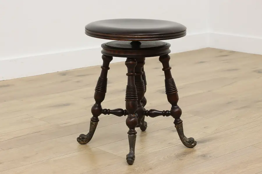 Photo of Holtzman Antique Victorian Birch Piano or Organ Stool