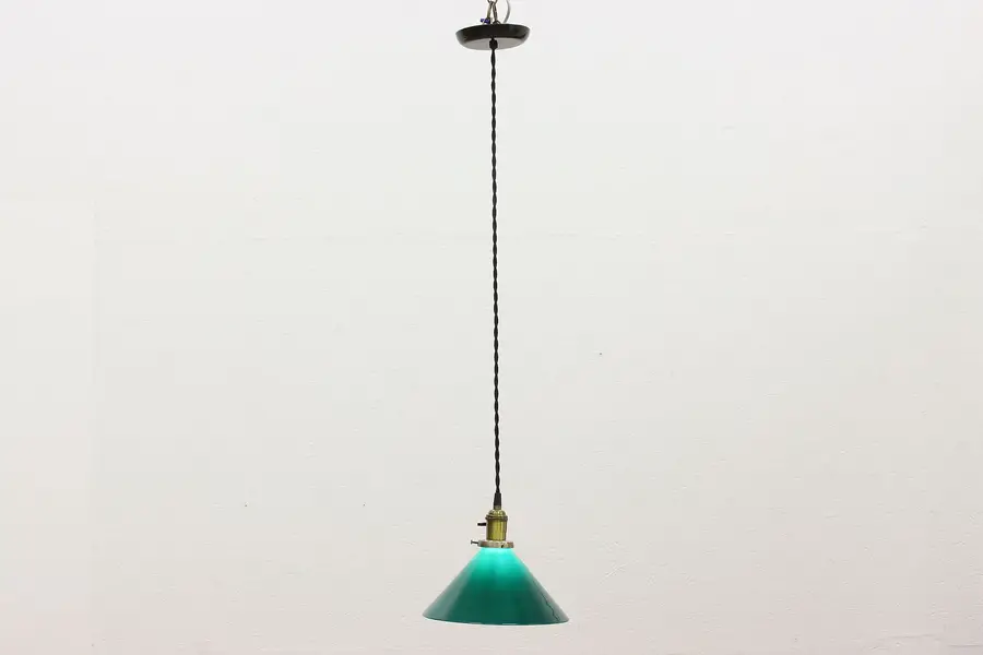 Photo of Traditional Antique Emerald Opal Glass Shade Pendant Light