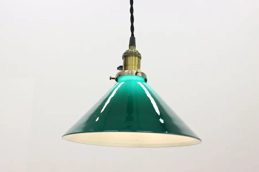 Photo of Traditional Antique Emerald & Opal Glass Shade Pendant Light