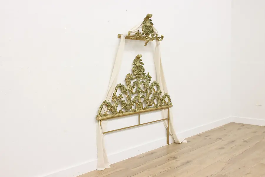 Photo of French Rococo Vintage Painted Aluminum Headboard & Crown