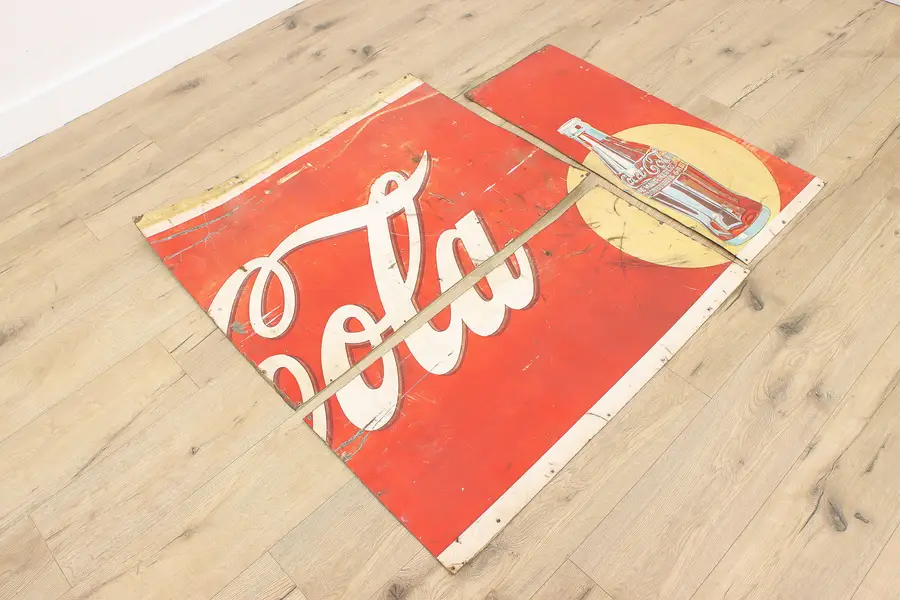 Photo of Coco Cola Steel Salvage Fragment Advertising Sign 52"