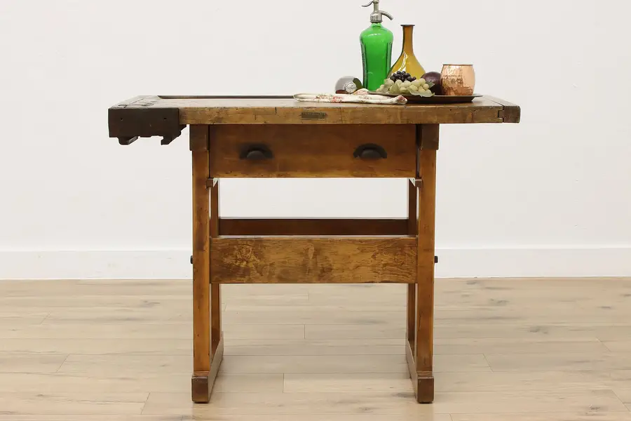 Photo of Industrial Antique Farmhouse Kitchen Island Workbench E.H.