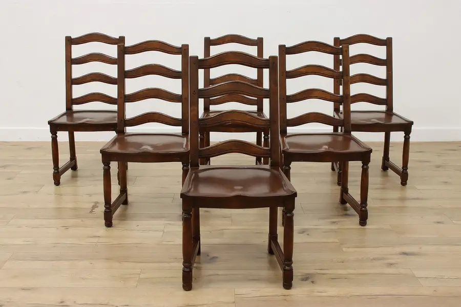 Photo of Set of 6 Country French Vintage Birch Dining Chairs