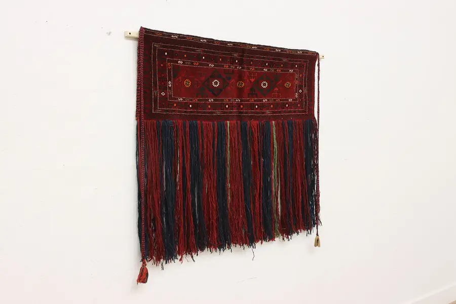 Photo of Persian Rug Vintage Hand Woven & Dyed Wool Wall Tapestry 50"