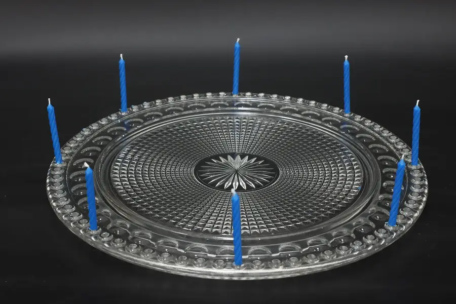 Photo of Birthday Cake Vintage Cut Glass Platter, 72 Candles