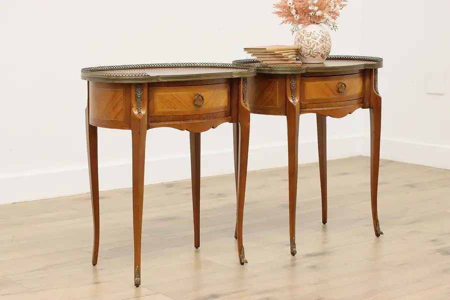 Photo of Pair of French Antique Satinwood Nightstands or End Tables