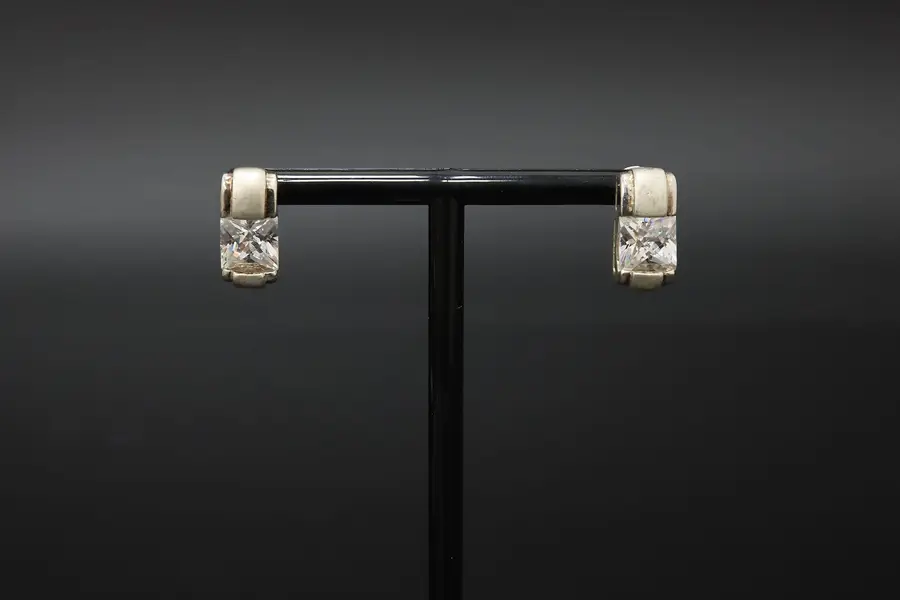 Photo of Sterling Silver Large Square Cut Cocktail Earrings