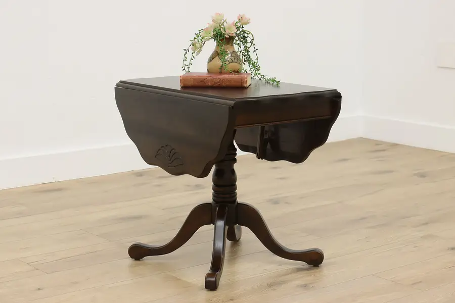 Photo of Traditional Vintage Walnut Drop Leaf Lamp or Coffee Table