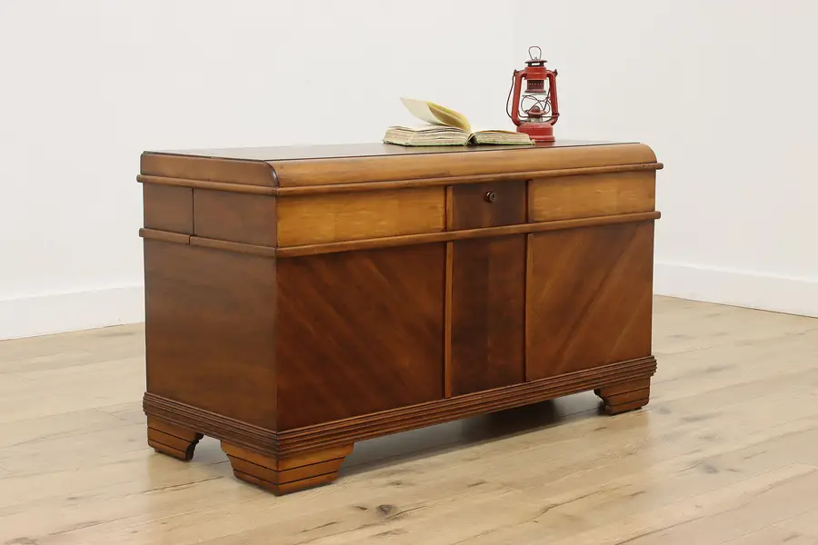 Photo of Art Deco Vintage Waterfall Cedar Lined Blanket Chest Caswell