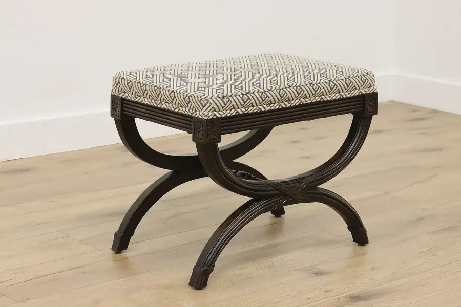 Photo of French Empire Vintage Upholstered Hall Boudoir Bath Bench