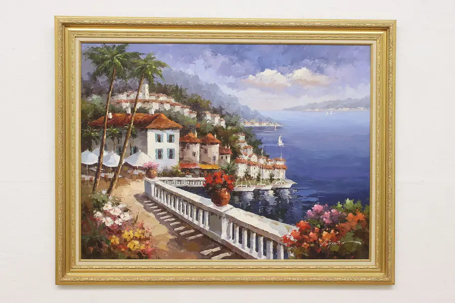 Photo of Capri Coast Vintage Original Oil Painting Antonio 56"