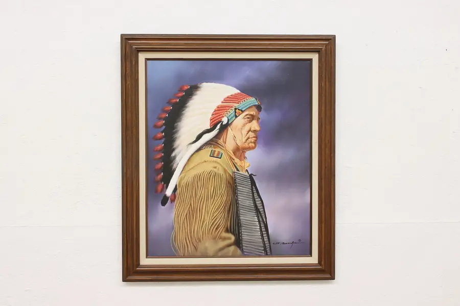 Photo of Native Indigenous Indian Chief Original Painting, Romans 30"