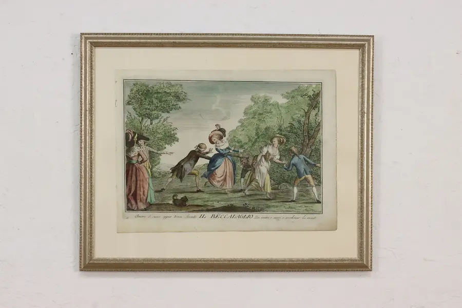 Photo of Tuscany Games Antique Colored 1790 Engraving Lasinio 21"