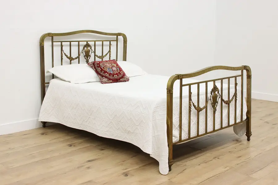 Photo of French Design Antique Brass Full Size Bed, Flowers