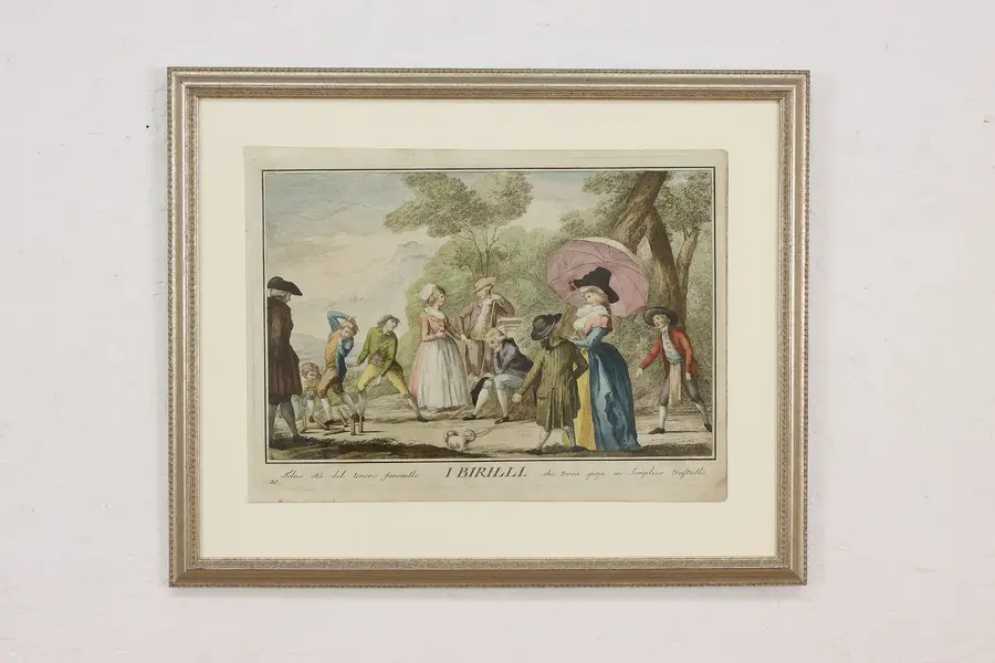 Photo of Children's Game Antique Colored 1790 Engraving Lasinio 21"