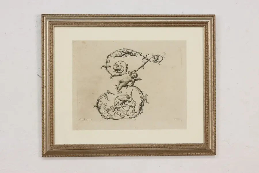 Photo of Z Alphabet Letter Antique 1750s Engraving Poggi 21"
