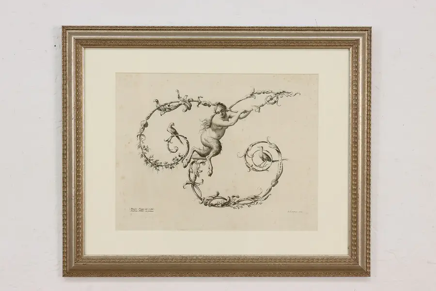 Photo of U Alphabet Letter Antique 1750s Engraving Poggi 21"