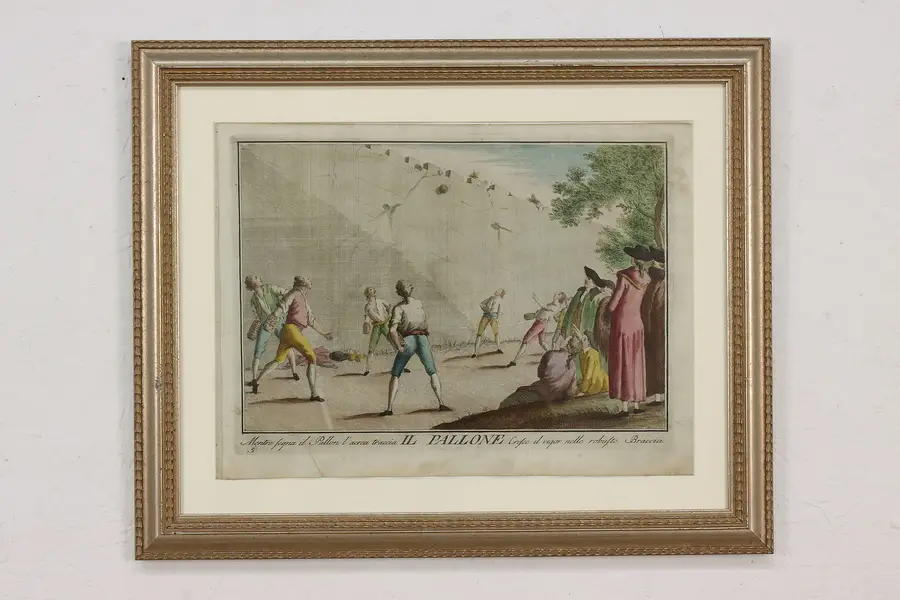 Photo of Nobility Games Antique Colored 1790 Engraving Lasinio 21"