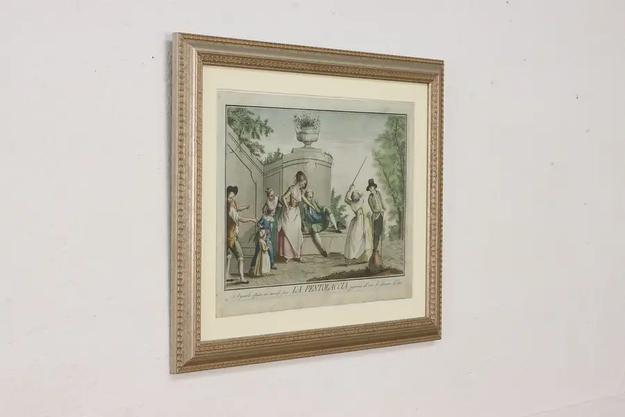 Photo of Sweets Game Antique Colored 1790 Engraving Lasinio 21"