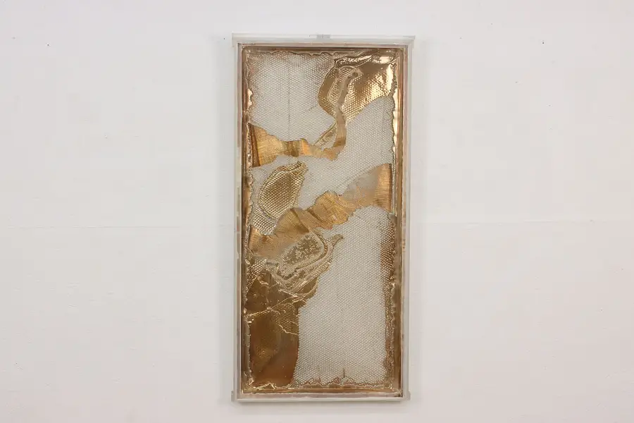 Photo of Gold Honeycomb Abstract Vintage Framed Art Panel 42.5"