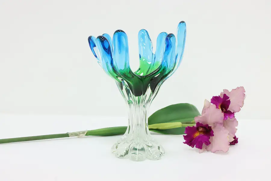 Photo of Murano Venice Italian Blue & Green Blown Art Glass Sculpture