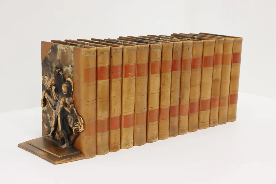 Photo of Set of 14 Vintage Danish Leatherbound Jack London Books