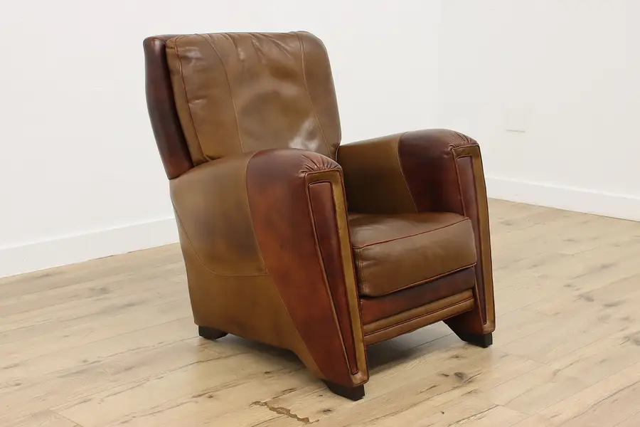Photo of Art Deco Style Vintage Leather Library Office Lounge Chair