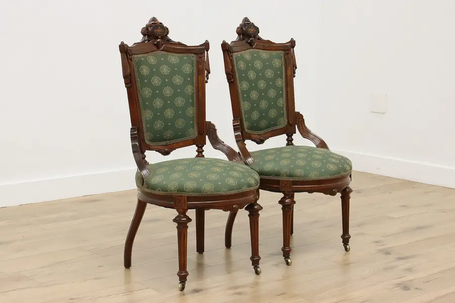 Photo of Jelliff Pair of Victorian Antique Eastlake Music Room Chairs