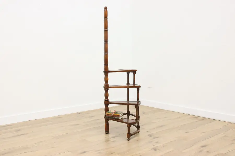 Photo of Italian Vintage Beech Spiral Library Steps or Stairs