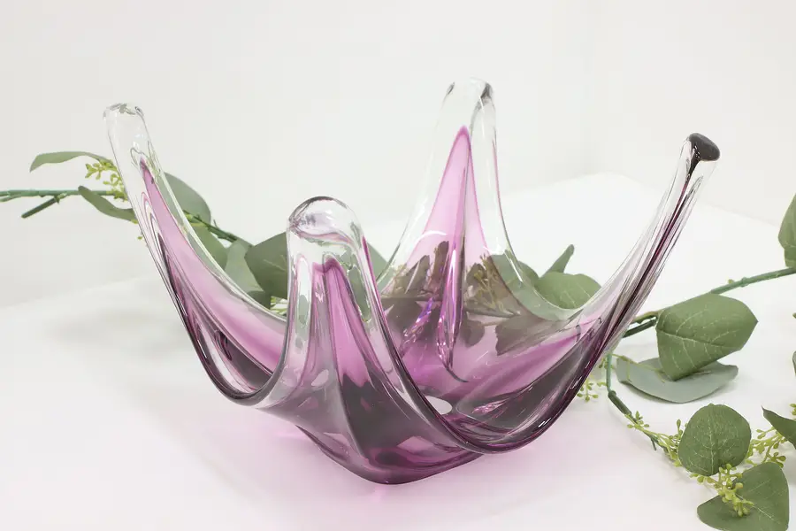 Photo of Murano Glass Vintage Sculpture Centerpiece Bowl Amicale