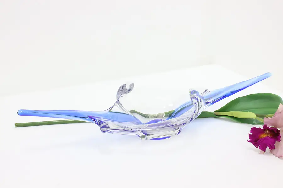 Photo of Murano Venetian Italian Blown Art Glass Sculpture Bowl 12"