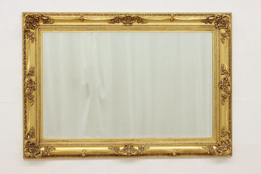 Photo of Gilt Vintage Beveled Mirror Vertical or Horizontal Olson